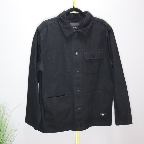Vans Black Canvas Workwear Jacket Corduroy Collar Size Large - Picture 1 of 4
